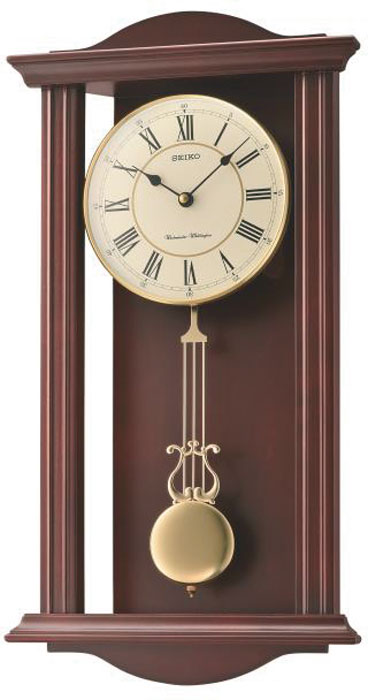 Seiko Clocks QXH075B Alderwood Pendulum Clock with Hourly Strike